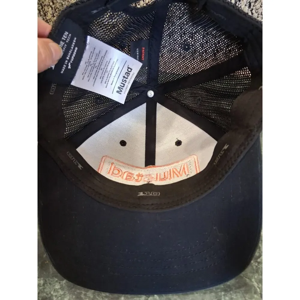 Mustad Embroidered Logo Trucker Hat Black Mesh Adjustable Cap Hooked On Fishing